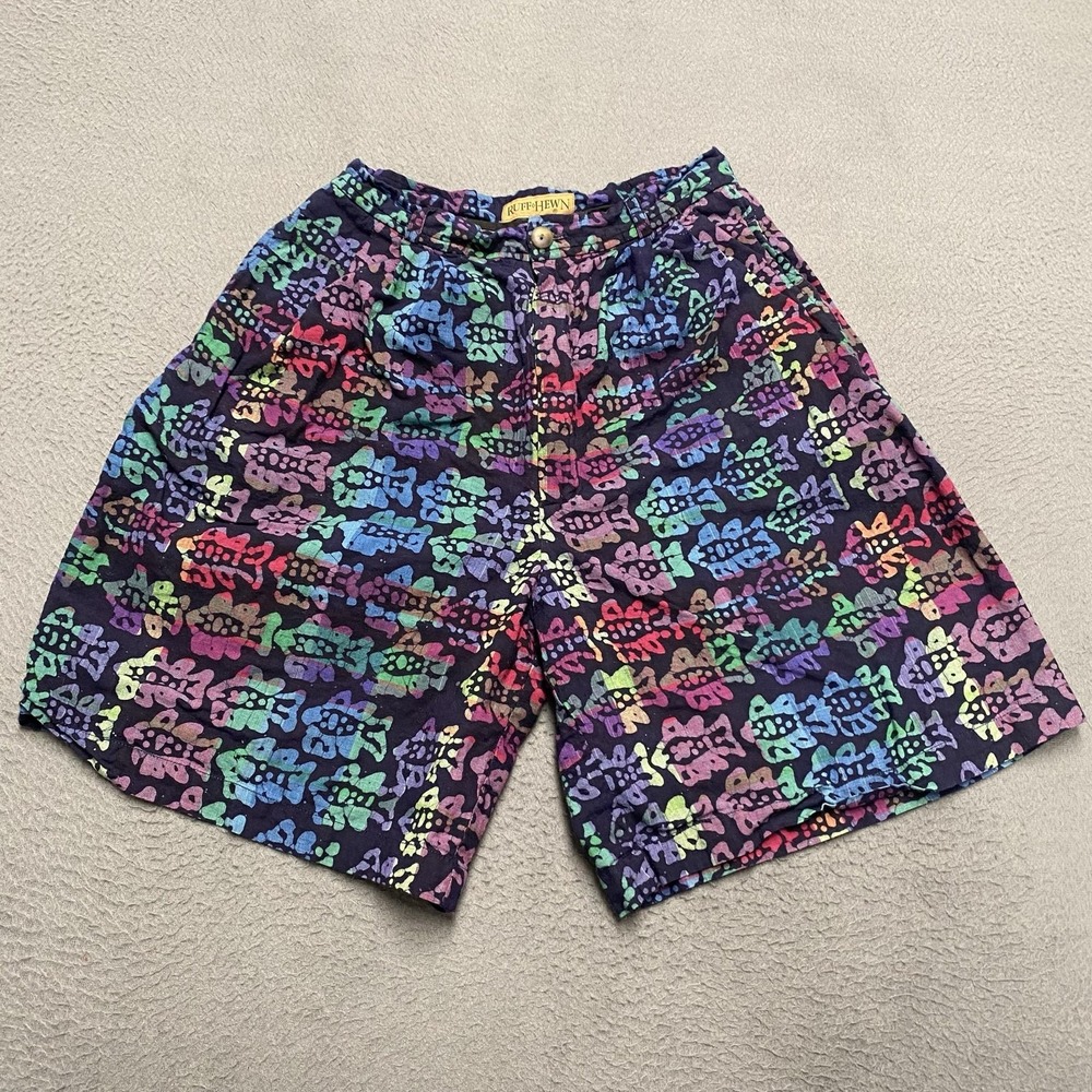 Ruff Hewn Shorts Mens 30 Multicolor Animal Print Cotton Chino Casual Beach 8 In